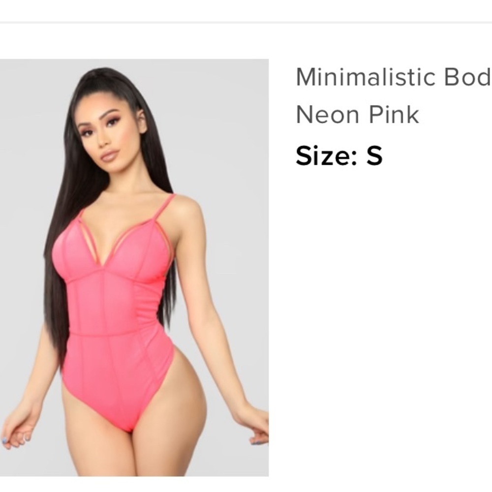 Fashion Nova hot pink body suit. Transparent material. Size S.